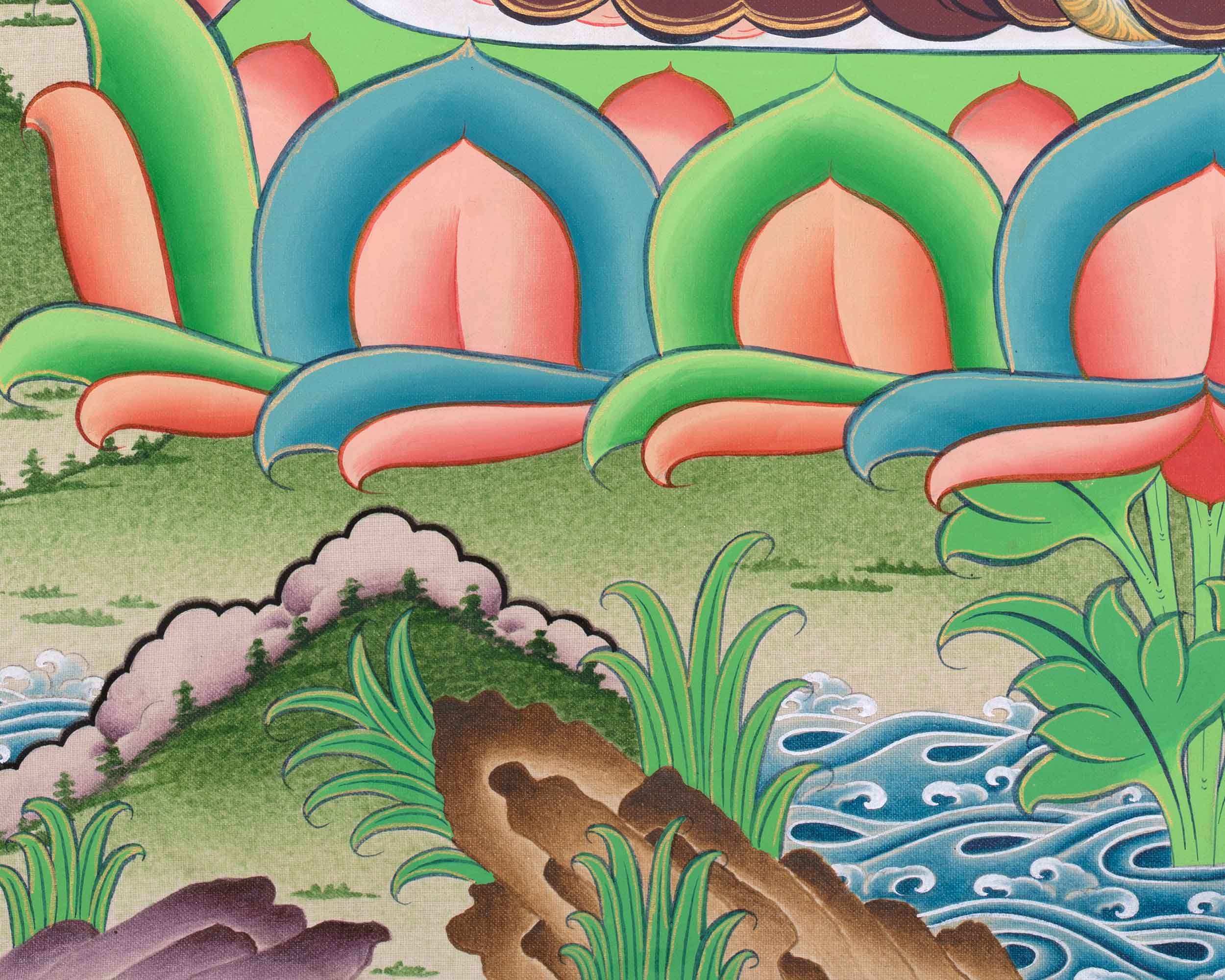 Art Of The Lotus Born Master | Guru Rinpoche Thangka Painting | For Divine Guidance