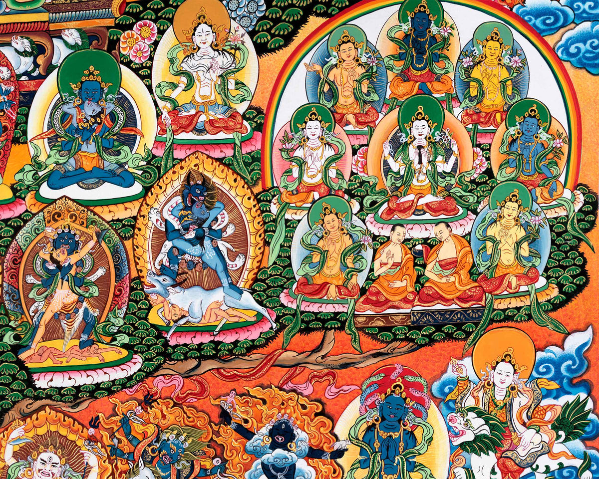 Vajradhara Lineage Print | High Quality Thangka Print | Himalayan Traditional Arts