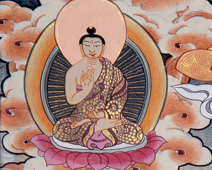 Shakyamuni Buddha With Brocade | Wall Decor Painting