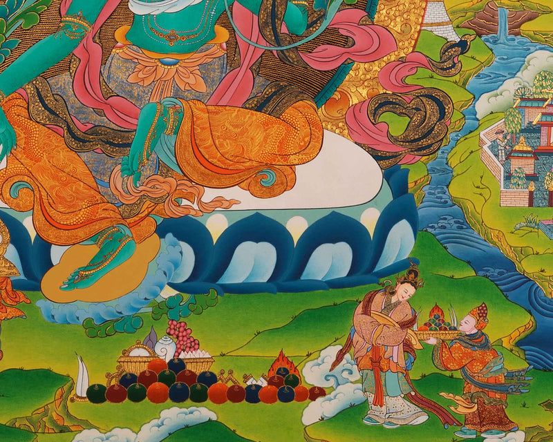 Mother Green Tara Thangka | Traditional Tibetan Buddhist Painting