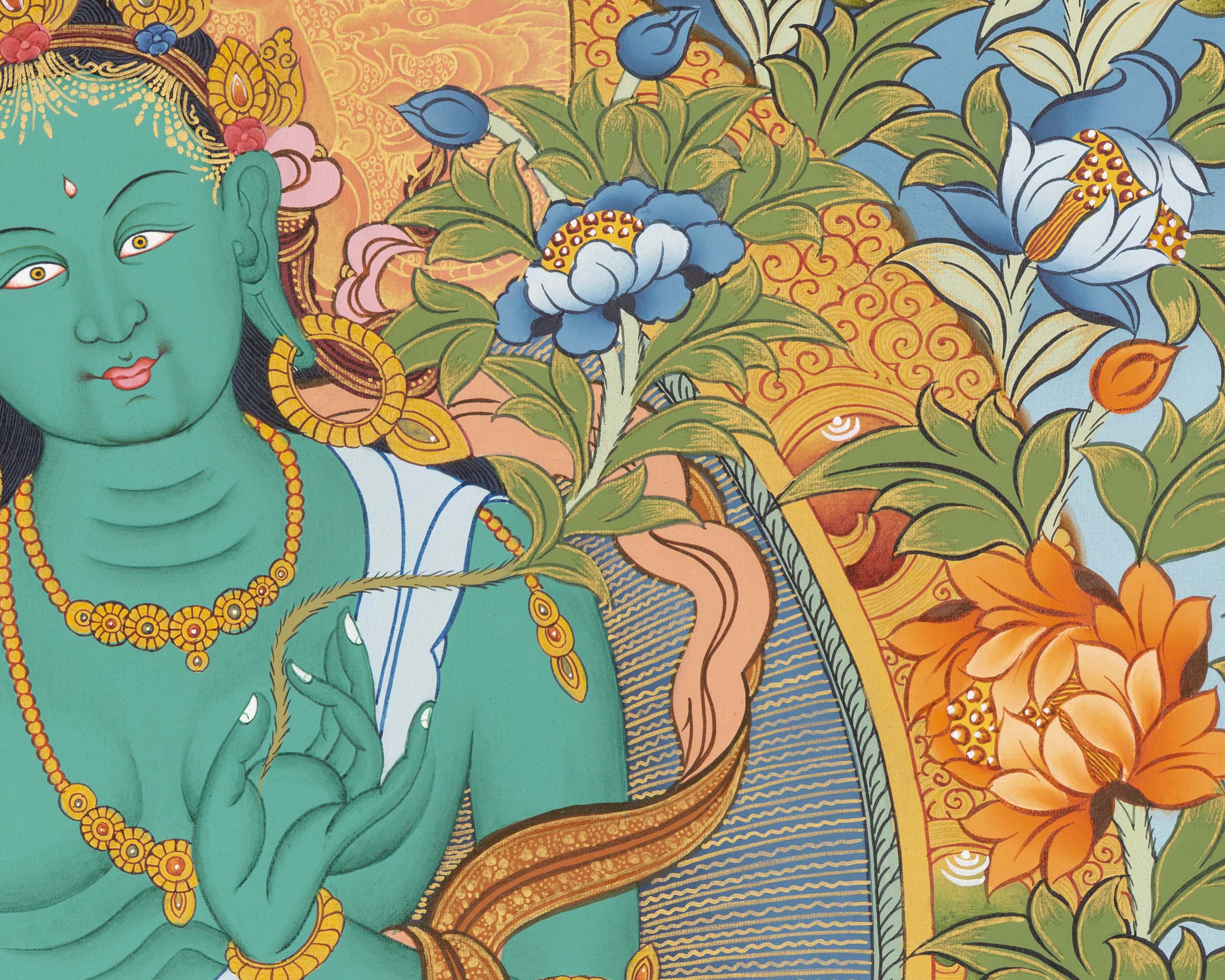 Goddess Green Tara Thangka | Spiritual Wall Art