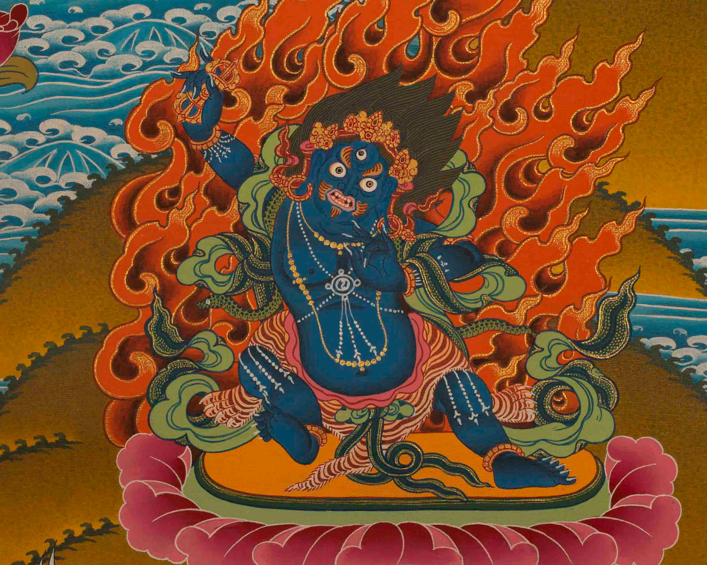 Chenresig Thangka | Followed By Mahalakala And Manjushree  | Religious Wall Decor