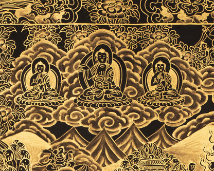 Gold Style Buddha Life Story | Tibetan Buddhist Wall Decoration Art Thangka