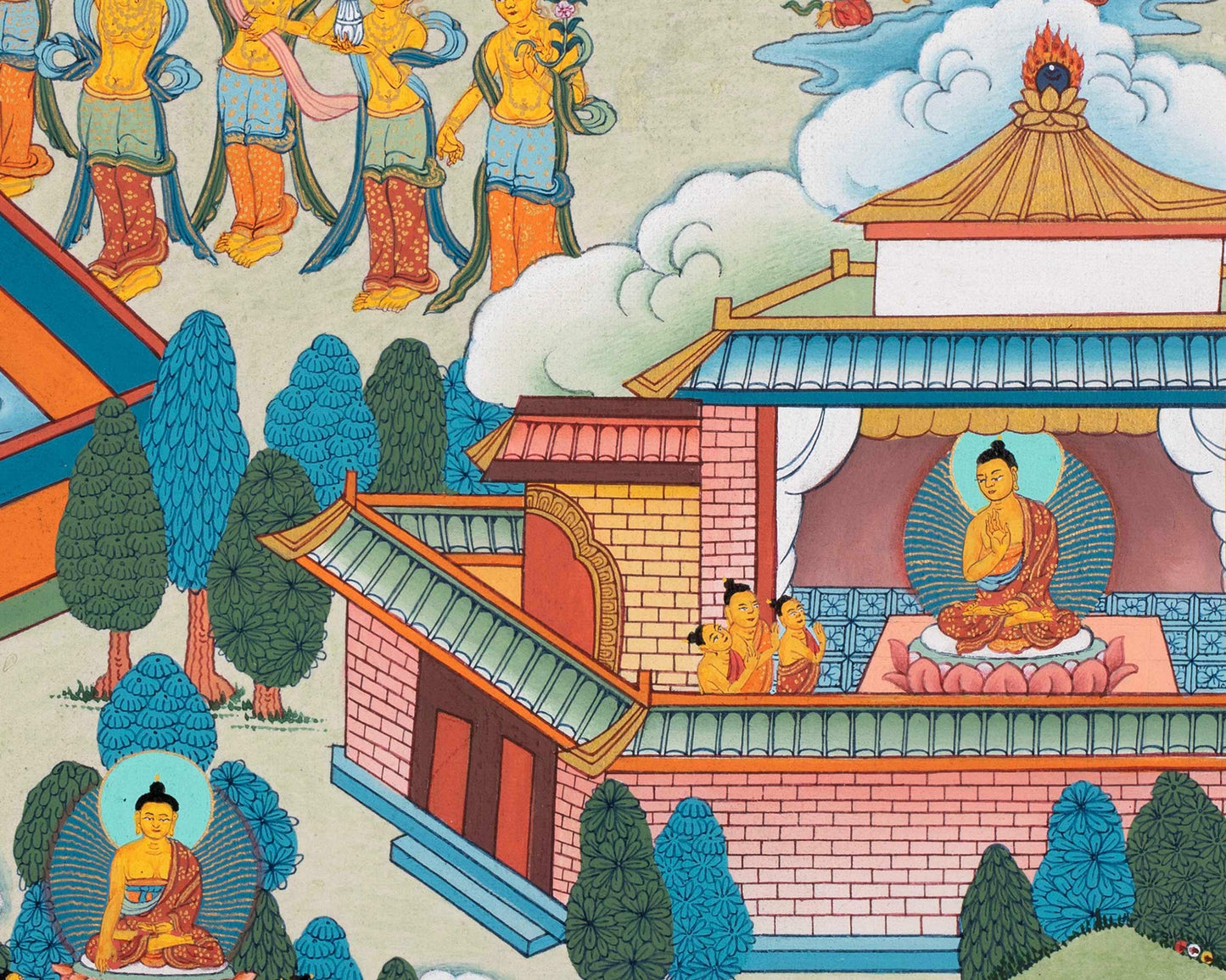 Amitabha Pure Land | Traditionally Hand Painted Buddha Thangka