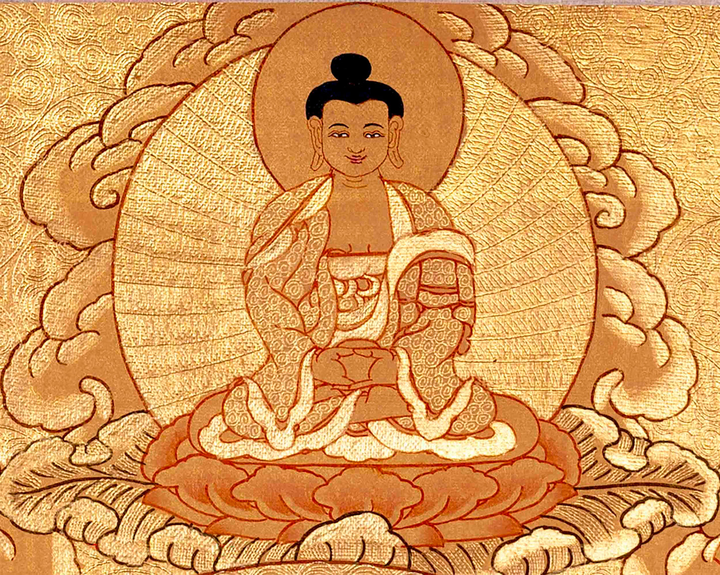 Gold Style Shakyamuni Buddha Thangka | Wall Hanging Yoga Meditation Canvas Art