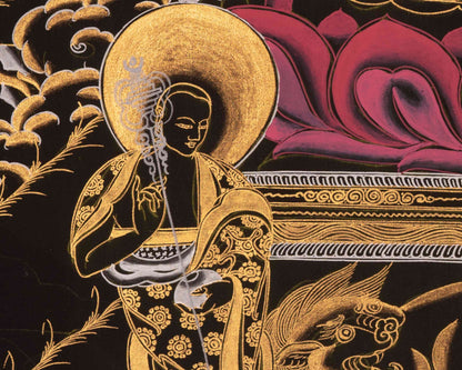 Buddha Shakymuni Thangka | 24K Gold Painted Art