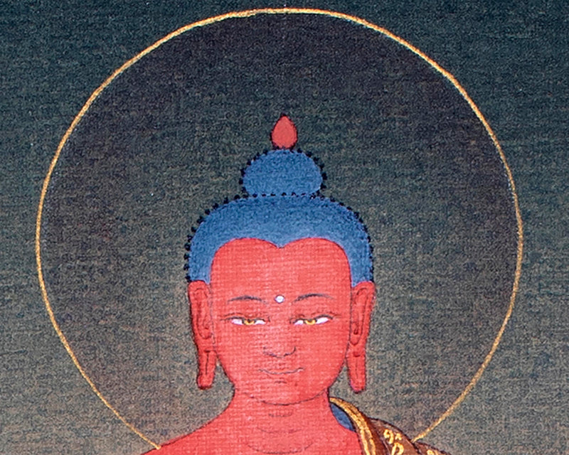 Chenrezig With Amitabha | Buddhist Thangka Print | Bodhisattva Art