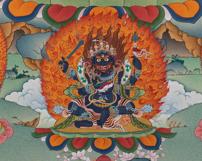 Chakrasamvara with Consort and Four Dakini Print | Tibetan Buddhist Thangka Art