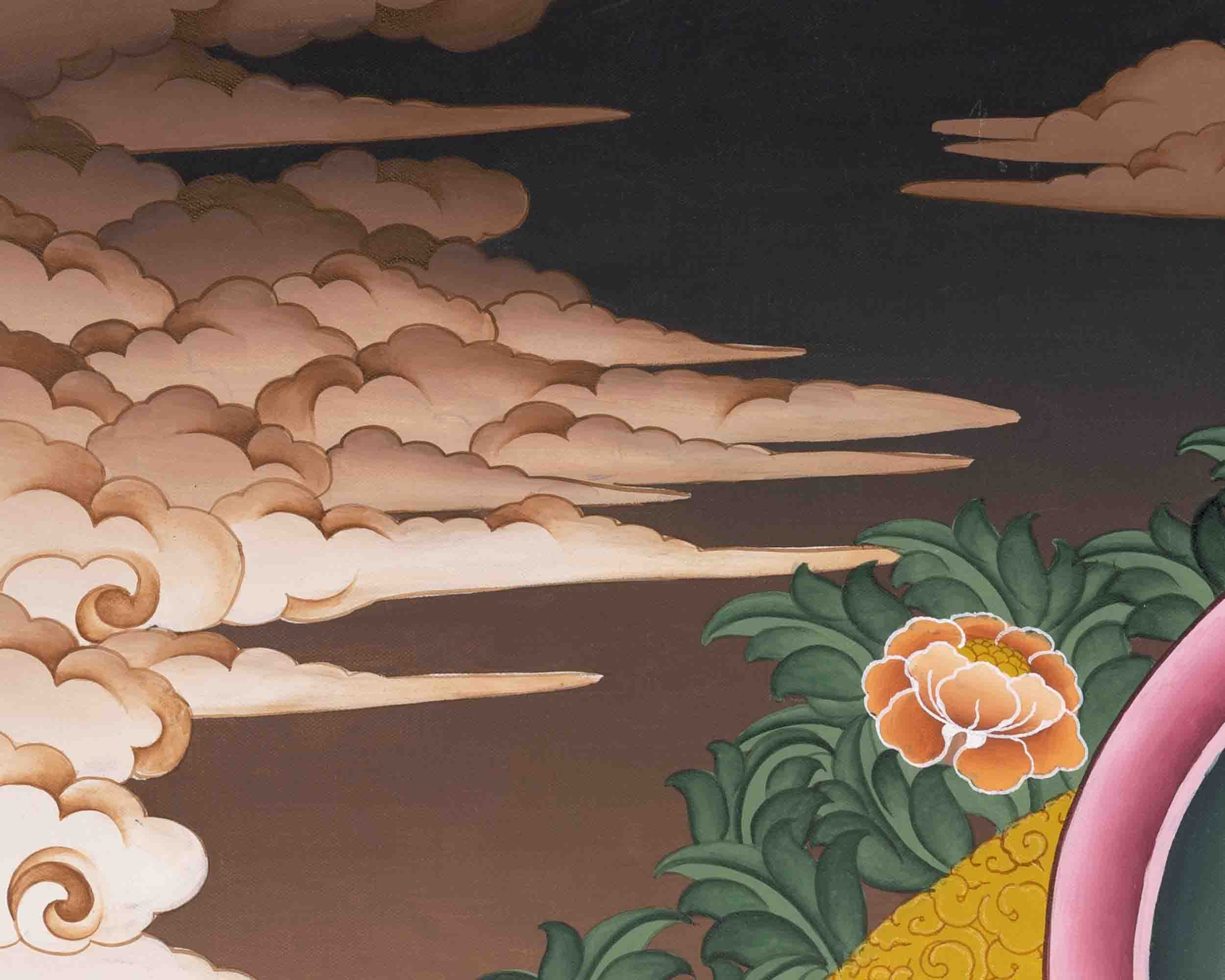 Amitabha Buddha Thangka | Handpainted Tibetan Artwork | Wall Decors