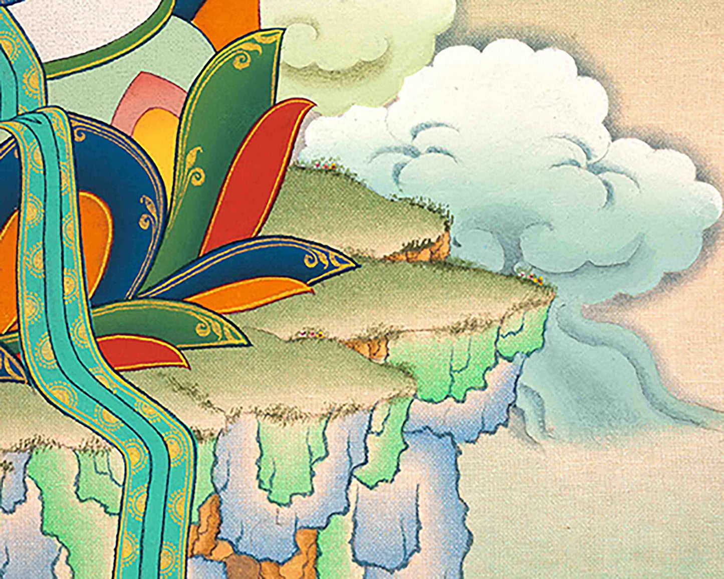 Dive into Knowledge with Manjushri's Thangka Print | Sword of Wisdom