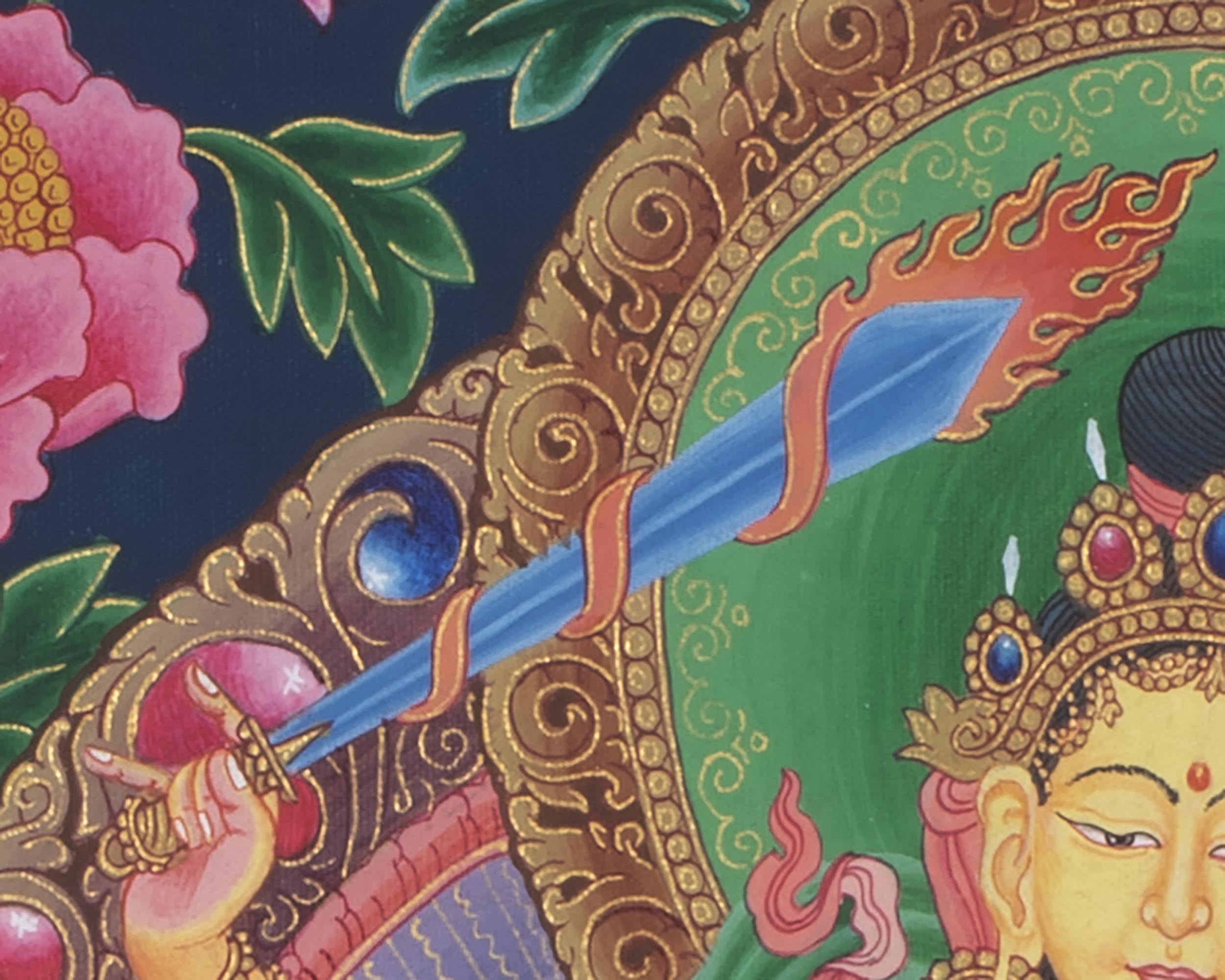 Manjushree Thangka Print | Wall Hanging Decors | Buddhist Artwork