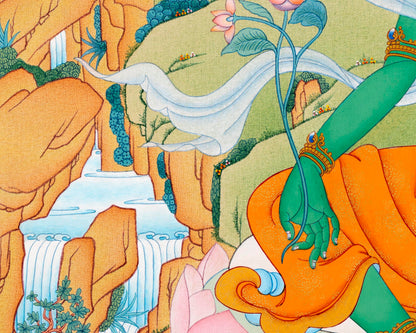 Hand Painted Green Tara Thangka | The Great Mother | Traditional Art