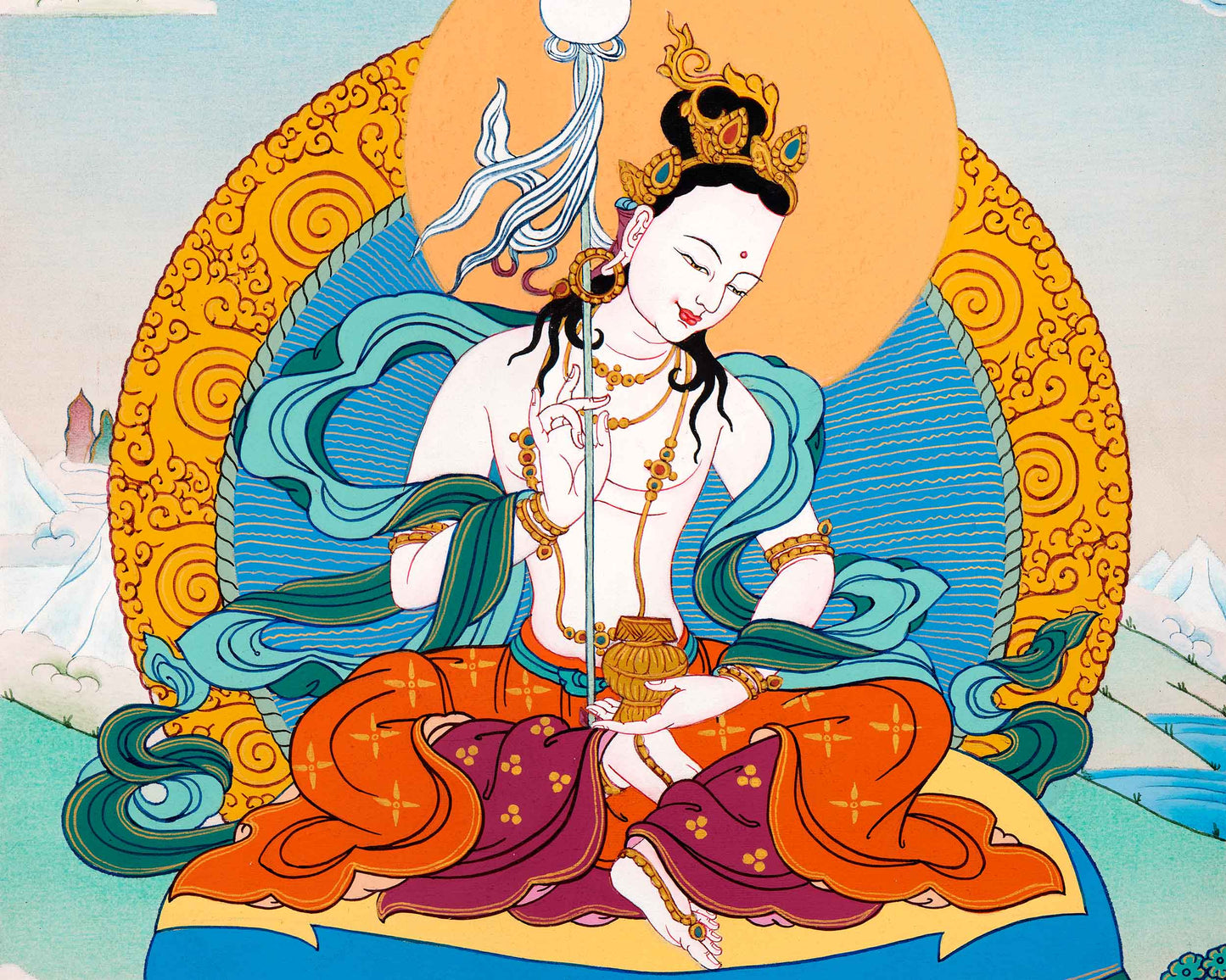 Lhacham Mandarva Thangka | Traditionally Hand Painted Tibetan Dakini Painting