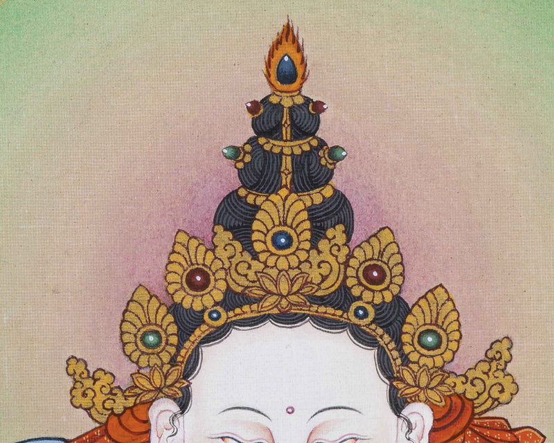 Tibetan Canvas Print For Chenrezig Mantra Practice | Four-Armed Avalokitesvara Giclee Print