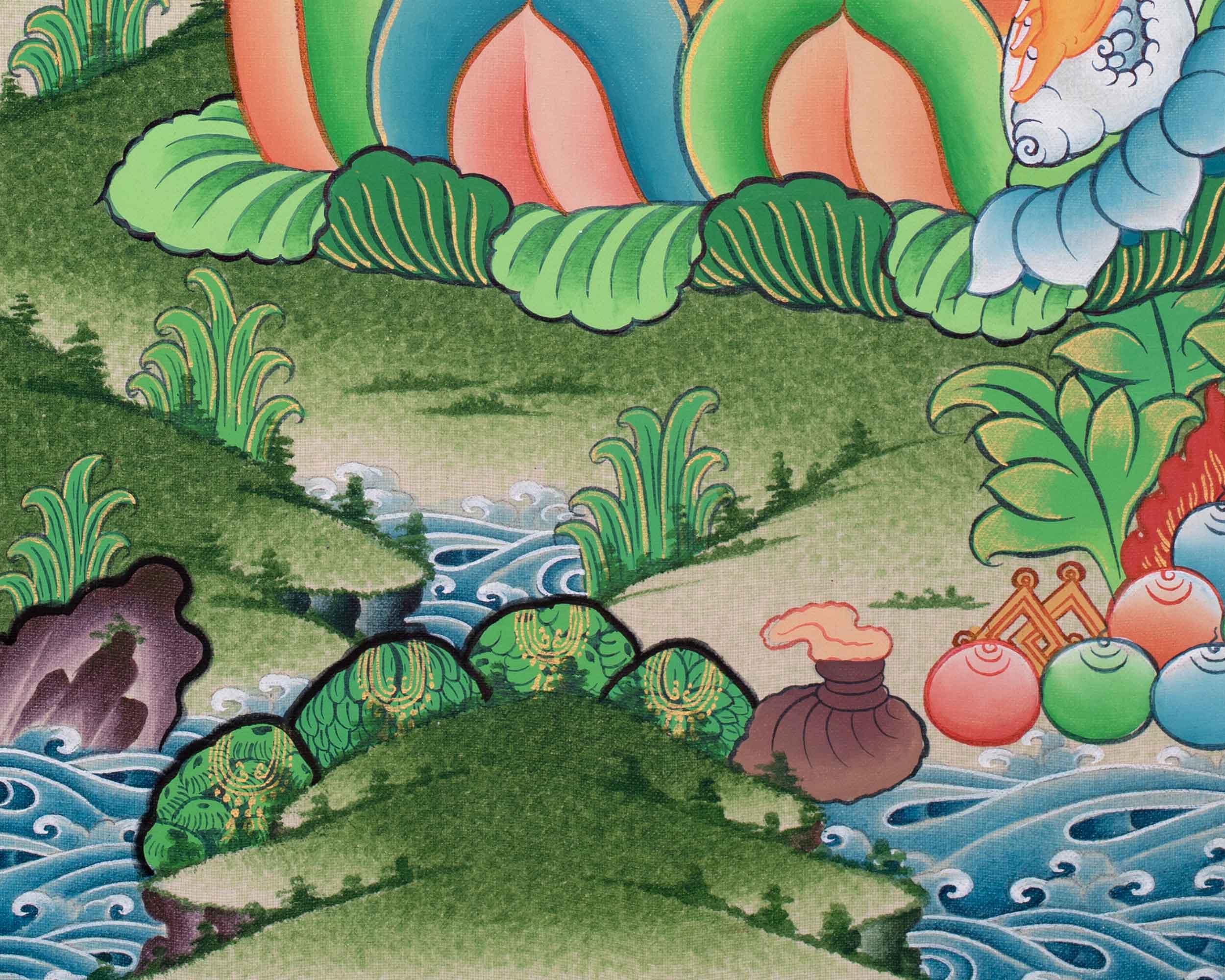 Dzambhala Divine Thangka Artwork | Embodiment of Abundance | Art for Meditation