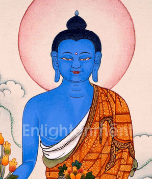 Medicine Buddha Tibetan Thangka Art For Healing Practice | Traditionally Hand-Painted Buddhist Art