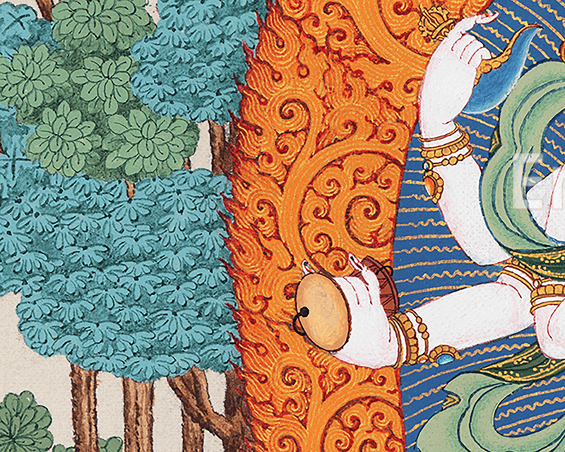 White Mahakala Thangka | The Fierce and Protective Deity of Tibet | Tibetan Buddhist Deity