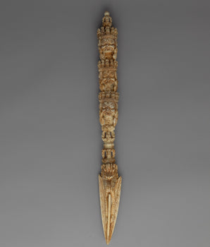 Himalayan 9 Headed Bone Phurba | Tibet Ritual Dagger