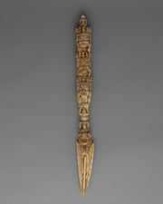 Himalayan 9 Headed Bone Phurba | Tibet Ritual Dagger