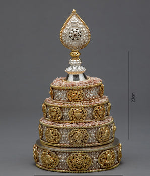 Ornate Silver Mandala | Buddhist Ritual Offering | Religious Home Decor