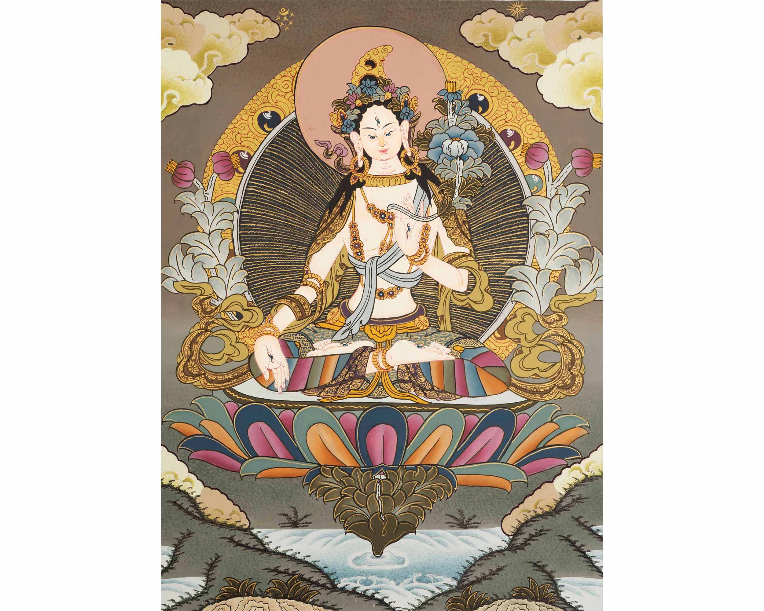 Buddhist White Tara |  Tibetan Female Thangka
