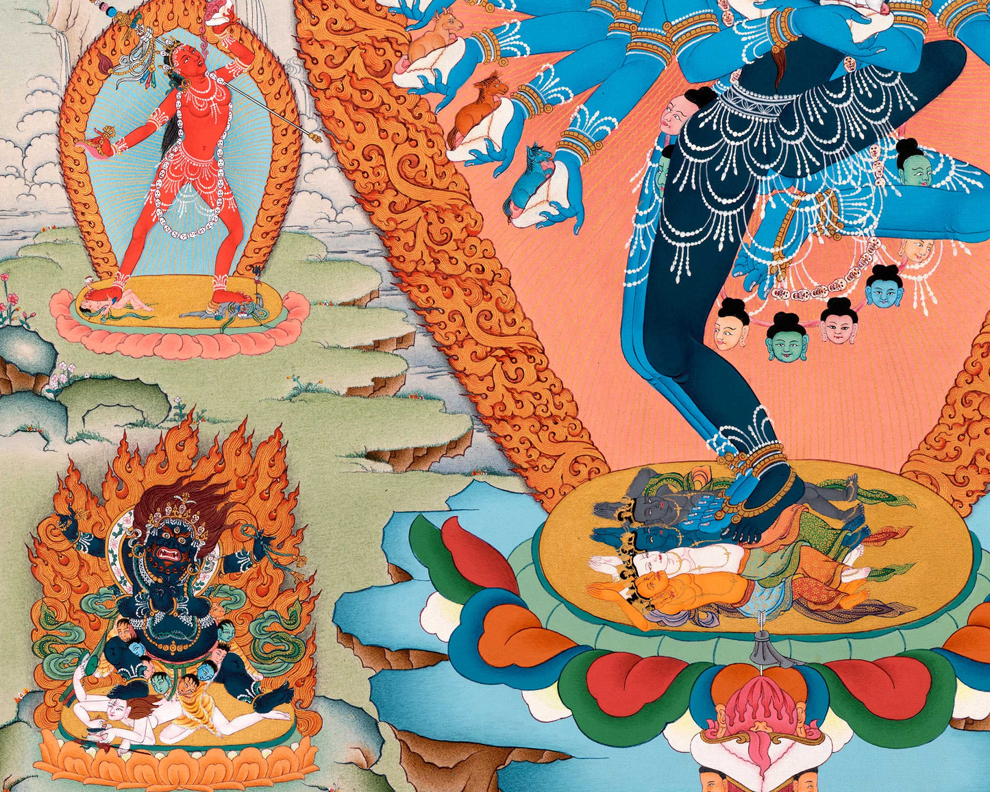 Hevajra Thangka Print | Nairatmya and Other Deities Painting