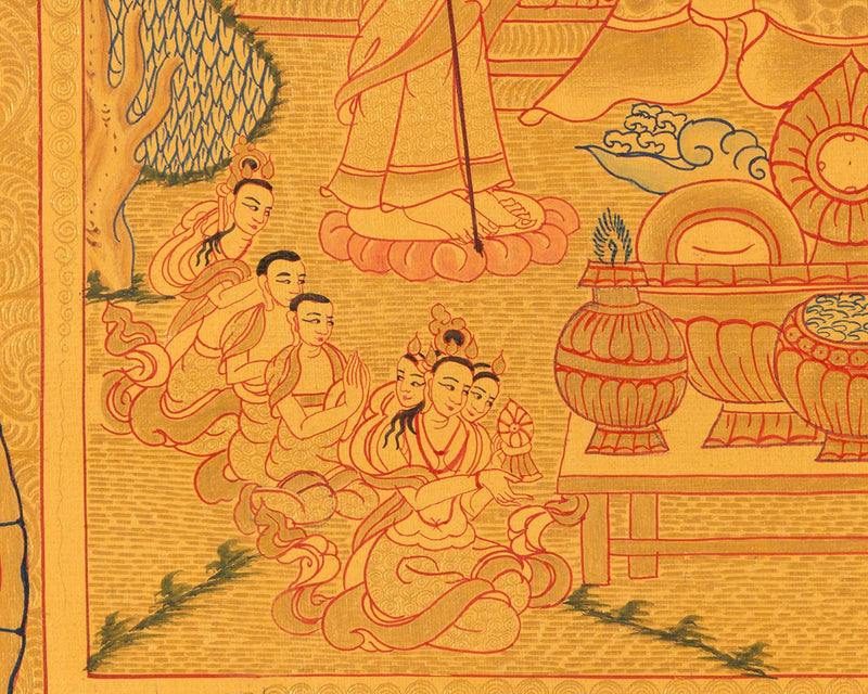Buddha Life Story | Handpainted Thangka Art | Religious Wall Decor