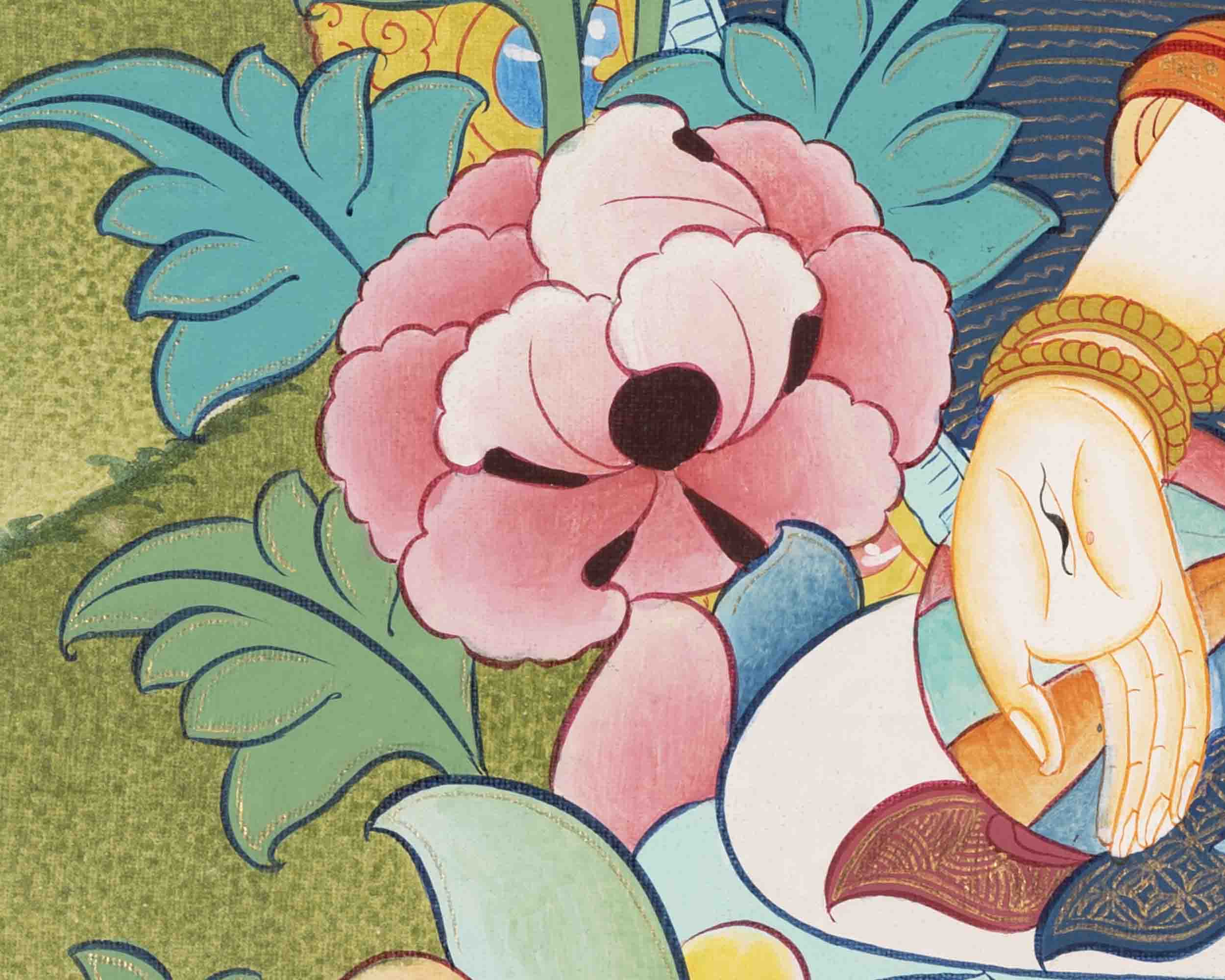 White Tara | Female Bodhisattva Thangka | Religious Buddhist Paint
