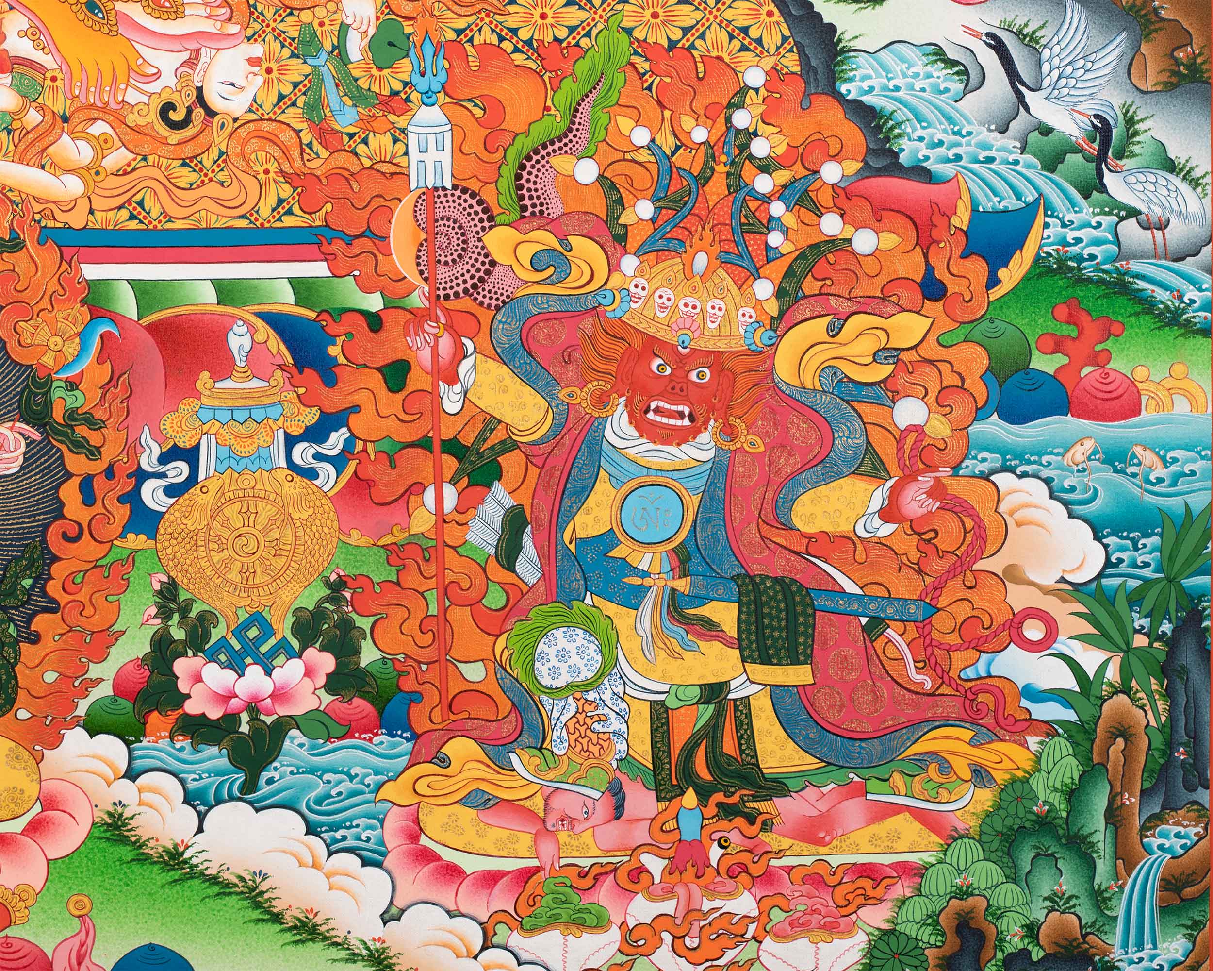 Kalachakra In Union With Consort Vajrayogini Giclee Print | The Wheel Of Supreme Bliss In Paubha Print