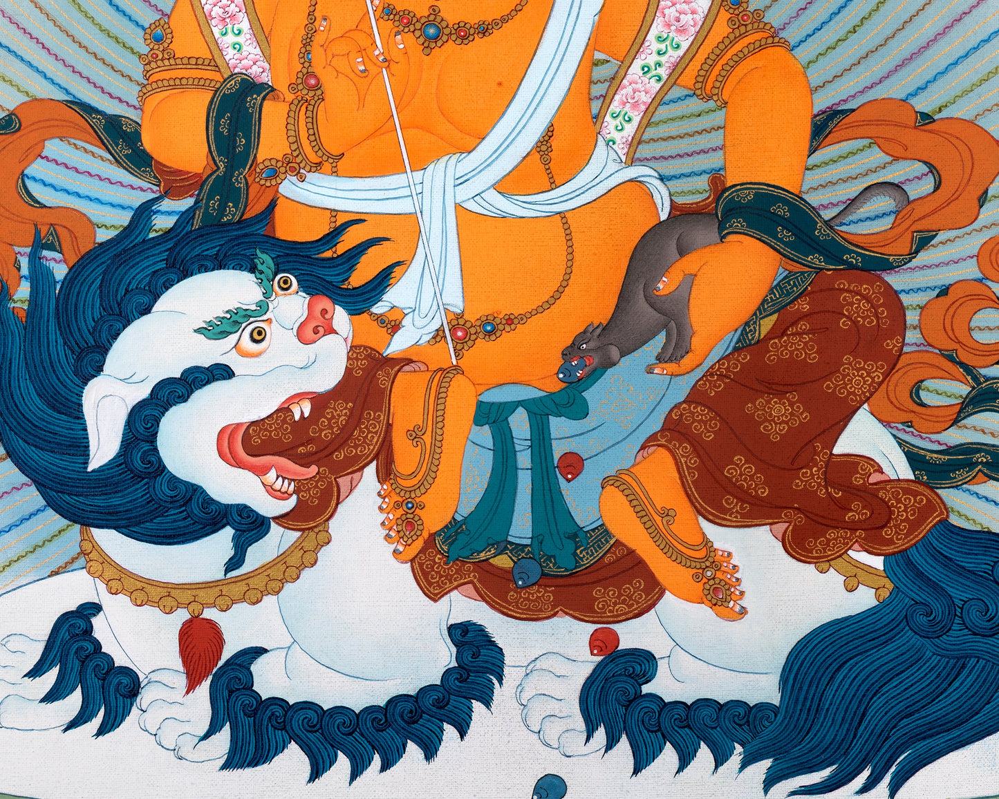 Five Jambhala Thangka | Buddhist Wealth Deities