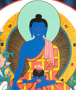 Bhaisajyaguru Thangka | Handpainted Medicine Buddha | Wall Hanging Decors