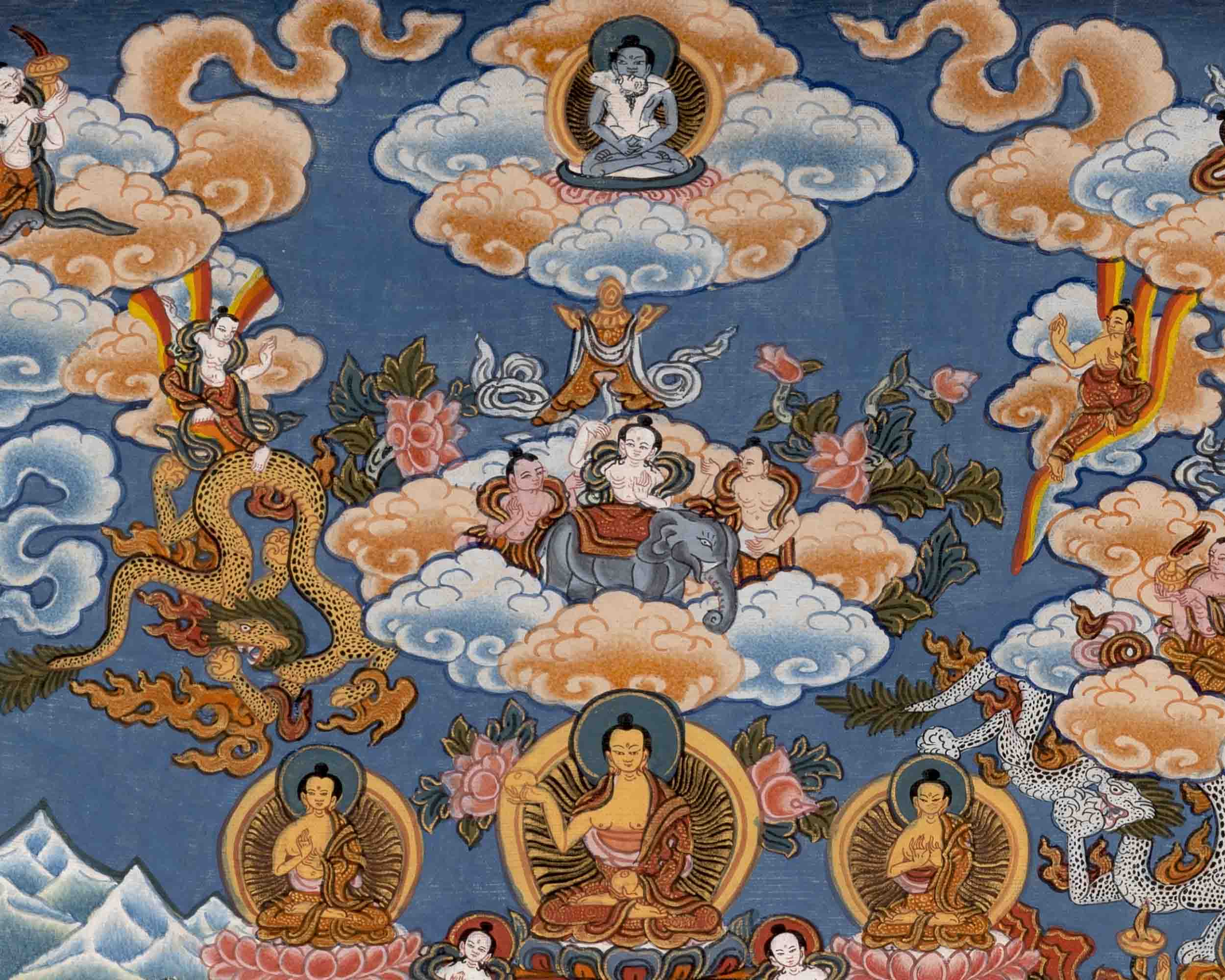 Buddha life Story Vintage Thangka | Religious Buddhist Art | Wall Decors