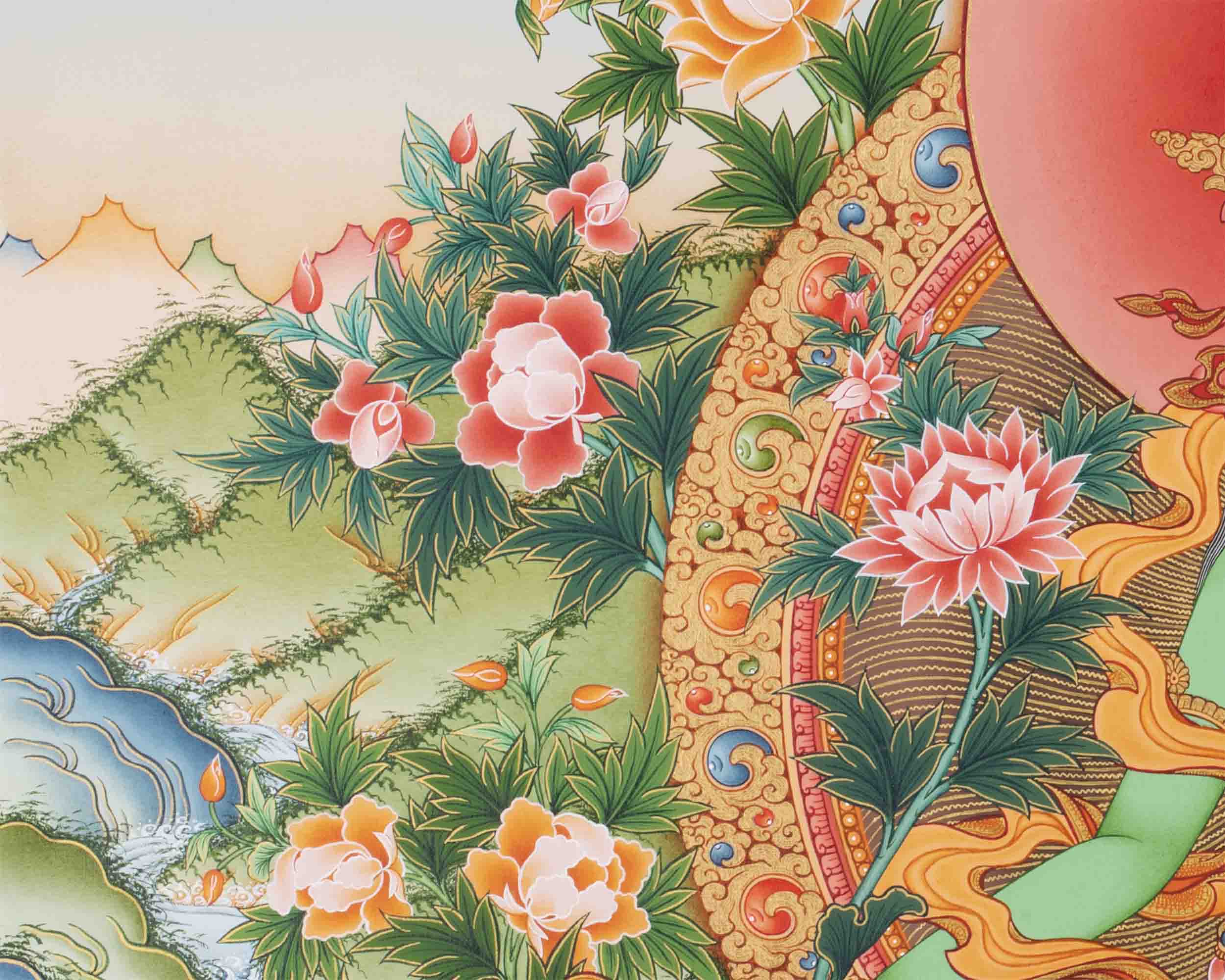 Arya Green Tara Print | Thangka Print | Religious Wall Decors