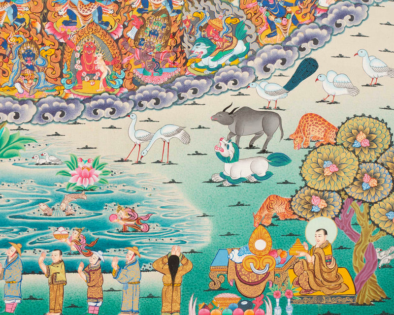 Guru Rinpoche Refuge Tree | Hand Painted Buddhist Print