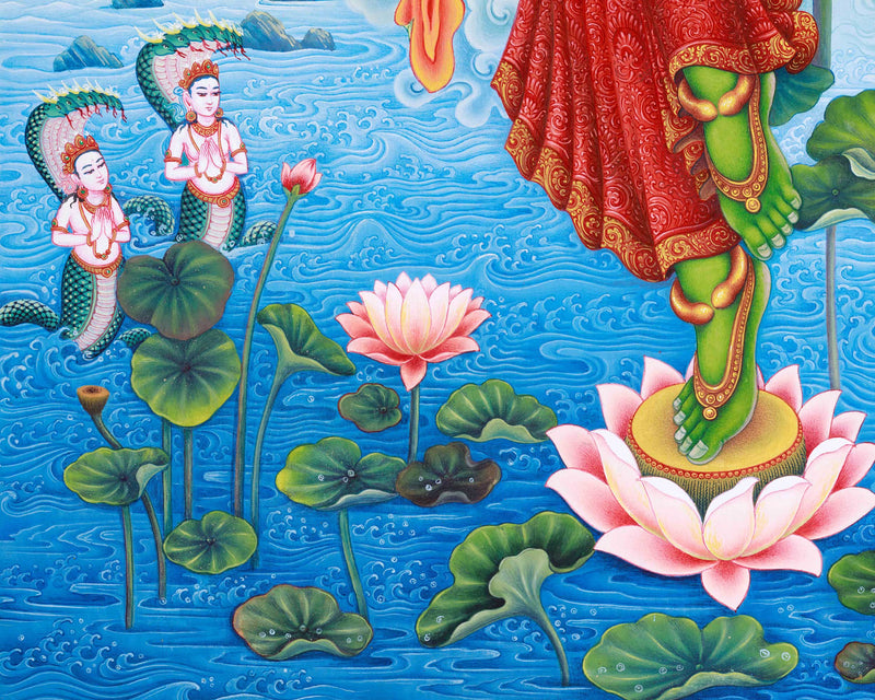 Jetsun Dolma Thangka Print | Goddess Green Tara Art Print | Traditional Wall Decors