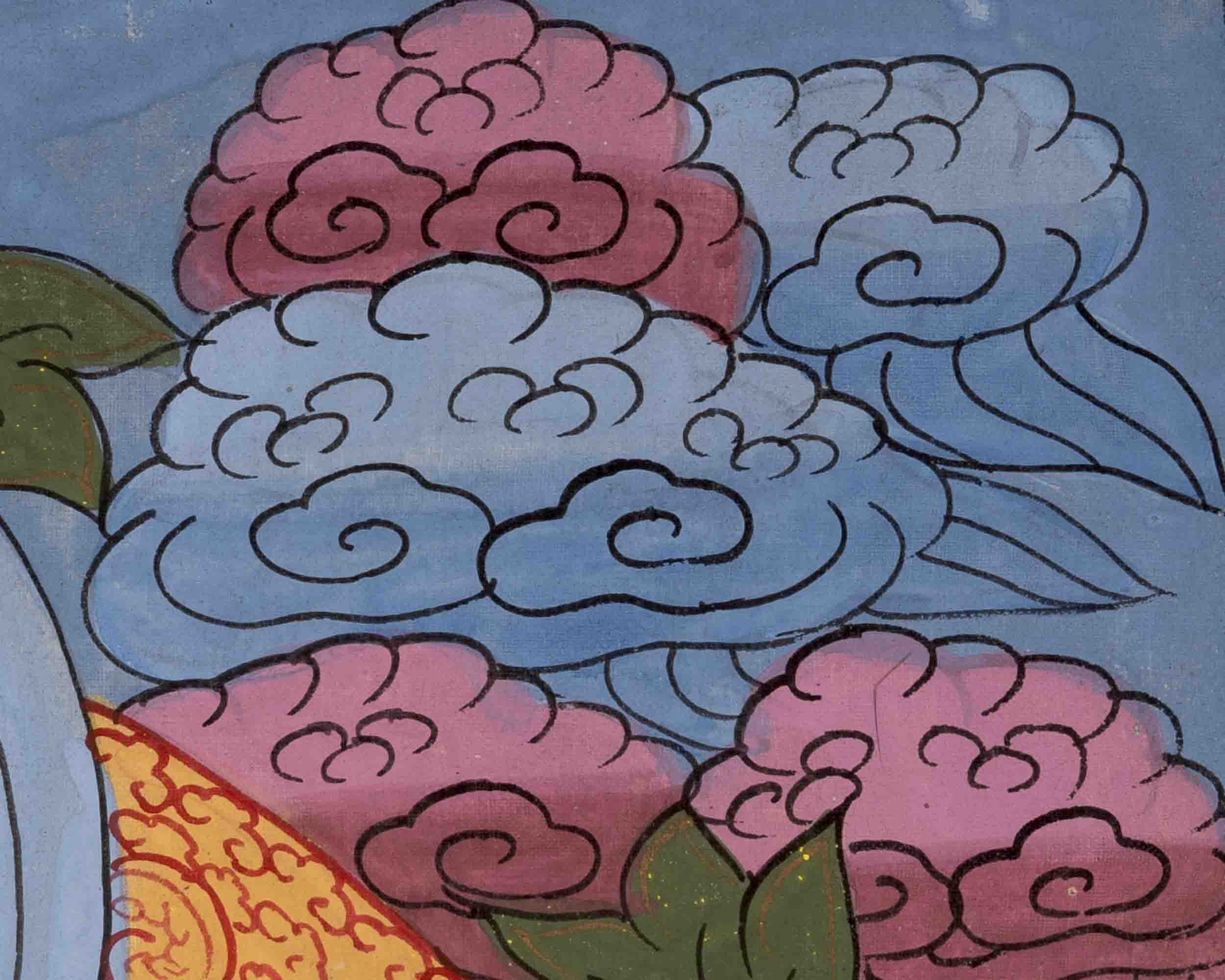 Vintage Amitayus Buddha Thangka | Religious Buddhist Art | Wall Decors