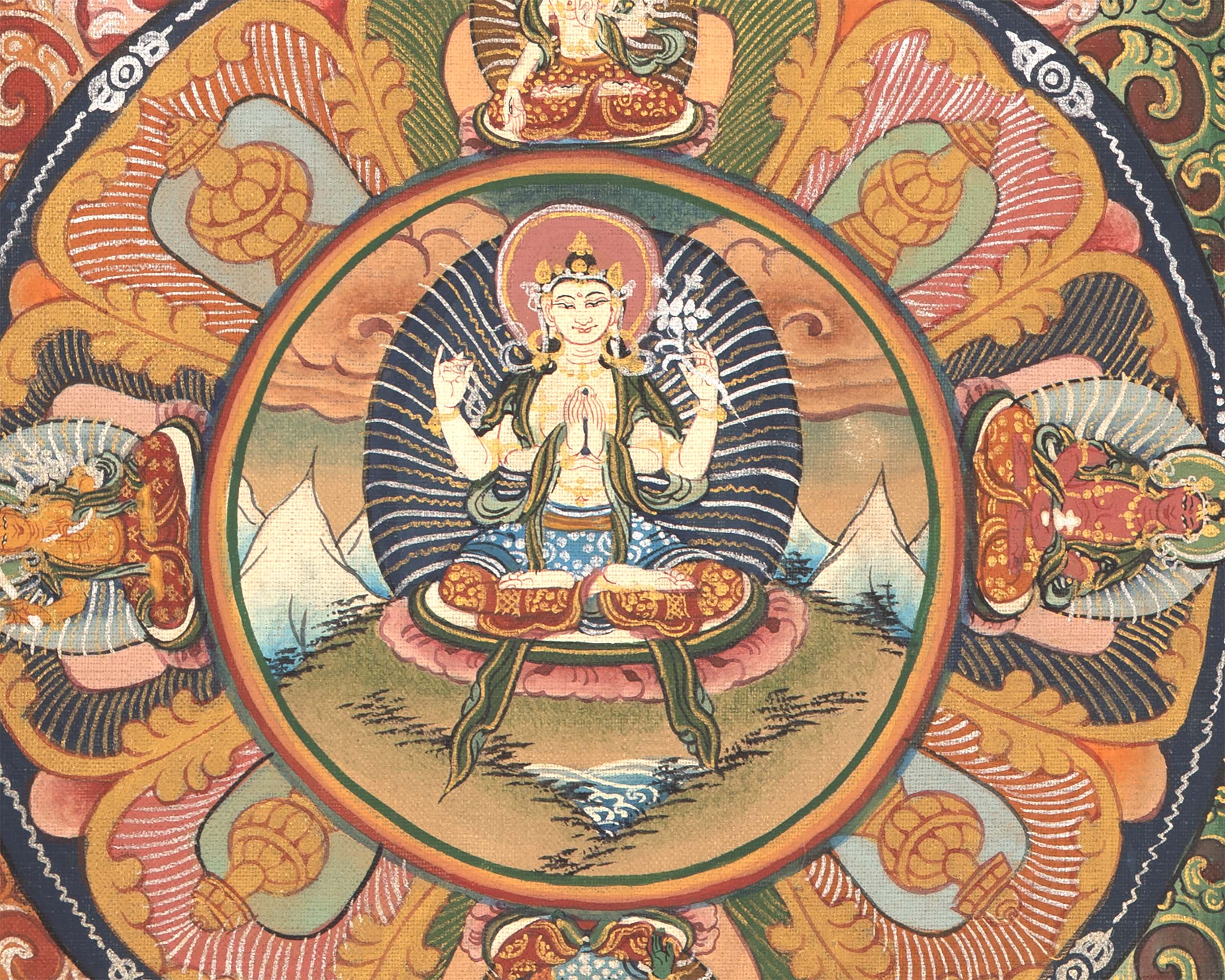 Lokeshvara Chenrezig Mandala | Digital Printing | Buddhist Artwork