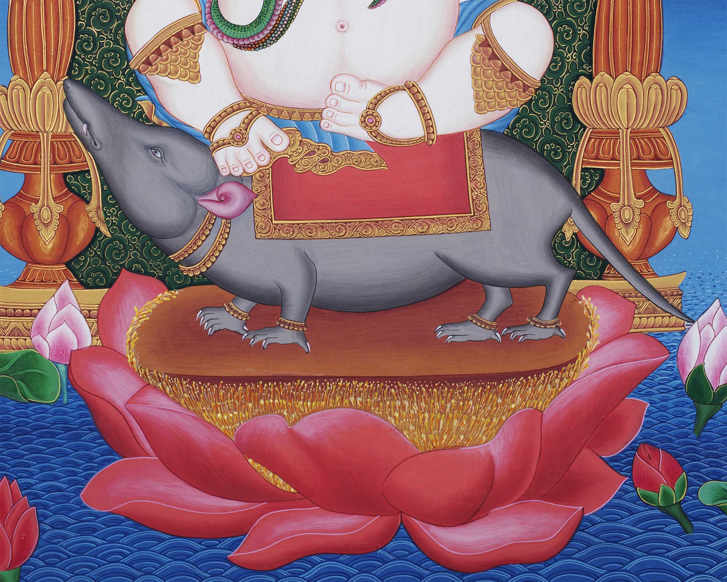 Ganesh Thangka Print | Paubha Style Painting | Religious Decors