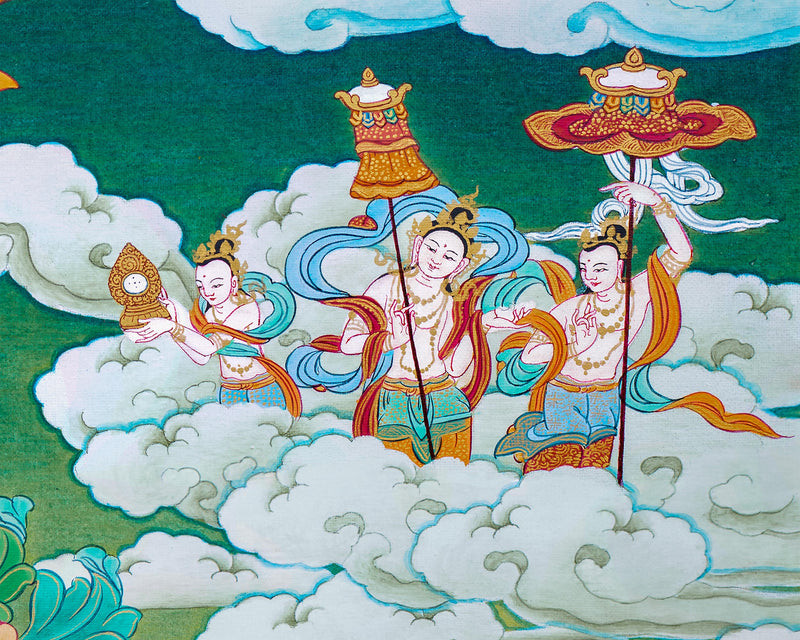 White Tara With Umbrella | Mother Deity Thangka Painting | Buddhist