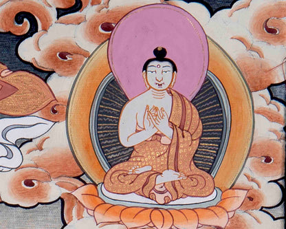 Shakyamuni Buddha With Brocade | Wall Decor Painting