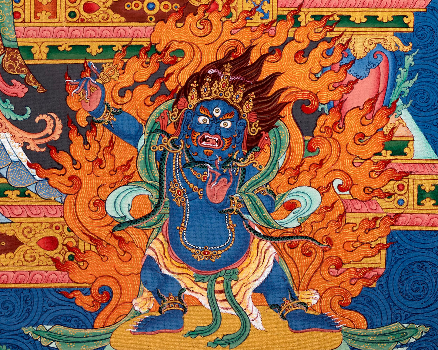 Chenrezig with Manjushri and Vajrapani Thangka | Vajrayana Print With High Quality Giclee