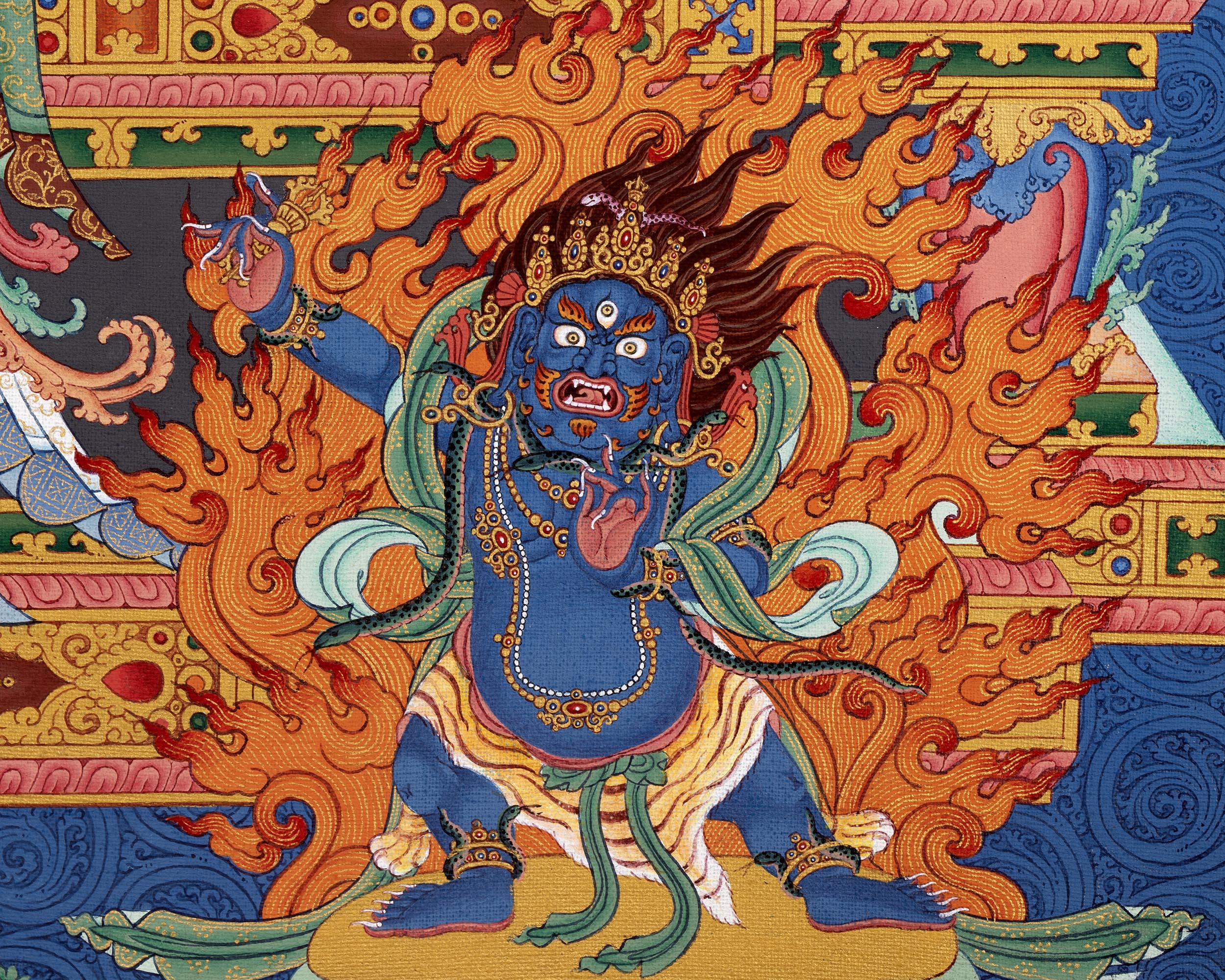 Chenrezig with Manjushri and Vajrapani Thangka | Vajrayana Print With High Quality Giclee