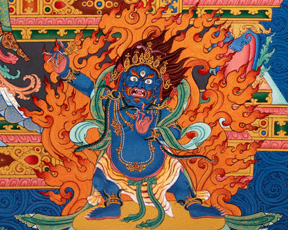 Chenrezig with Manjushri and Vajrapani Thangka | Vajrayana Print With High Quality Giclee