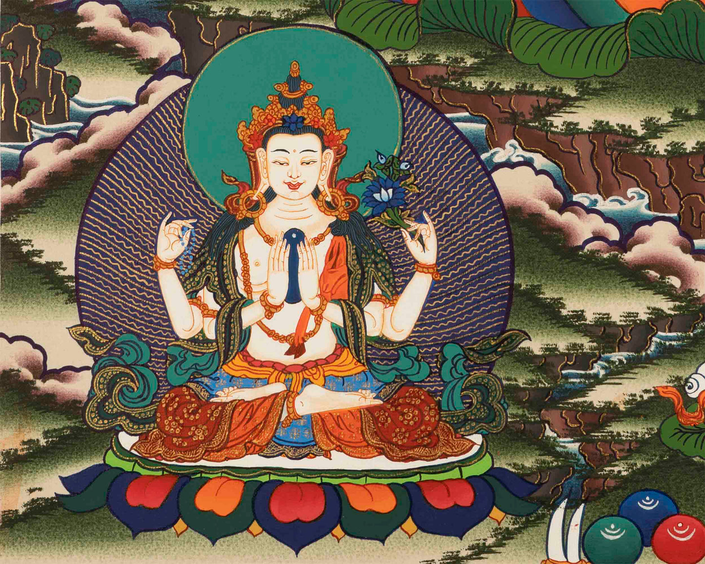 Manjushree Bodhisattva Thangka  | Tibetan Buddhist Wall Hanging