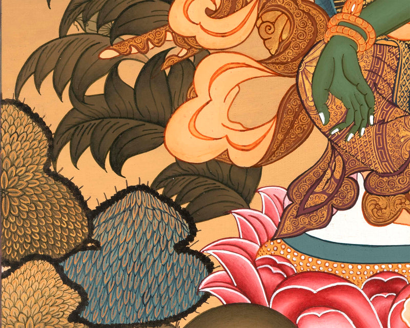 Goddess Green Tara Thangka | Handpainted Tibetan Art | Wall Decors