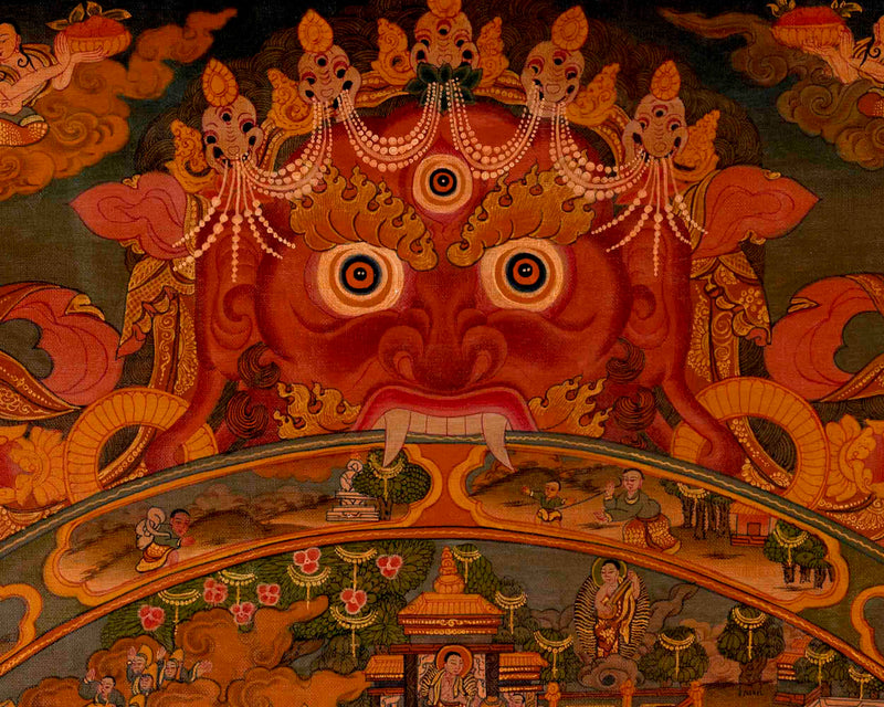 Wheel Of Life Buddhist Thangka | Religious Tibetan Artwork | Wall Decoration