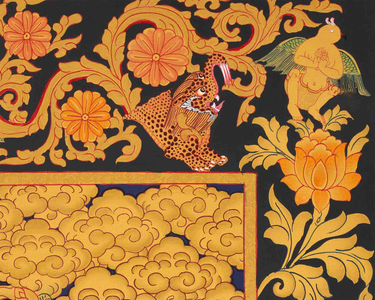 Shakyamuni Buddha Gold Thangka | Religious Tibetan Paint | Wall Decors
