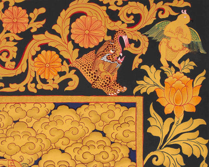 Shakyamuni Buddha Gold Thangka | Religious Tibetan Paint | Wall Decors