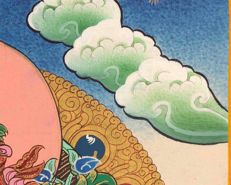 Green Tara Thangka | Religious Buddhist Art | Wall Hanging Painting