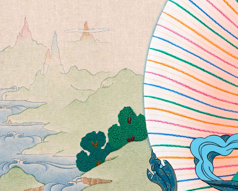 Traditionally Hand-Painted Thangka For Green Tara Yoga Practice | Himalayan Mother Tara Art On Cotton Canvas